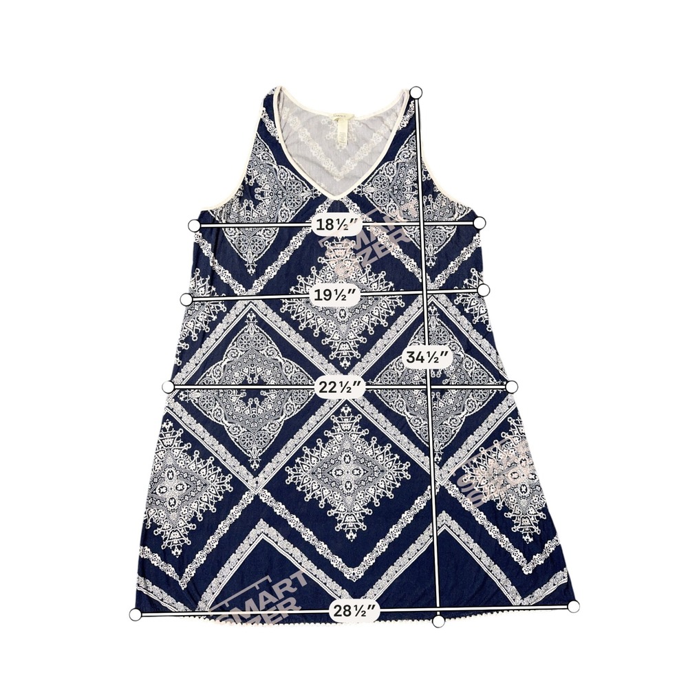 Soma Intimates Navy Blue White Medallion Print Lace Trim Nightgown Chemise Med - Picture 4 of 5